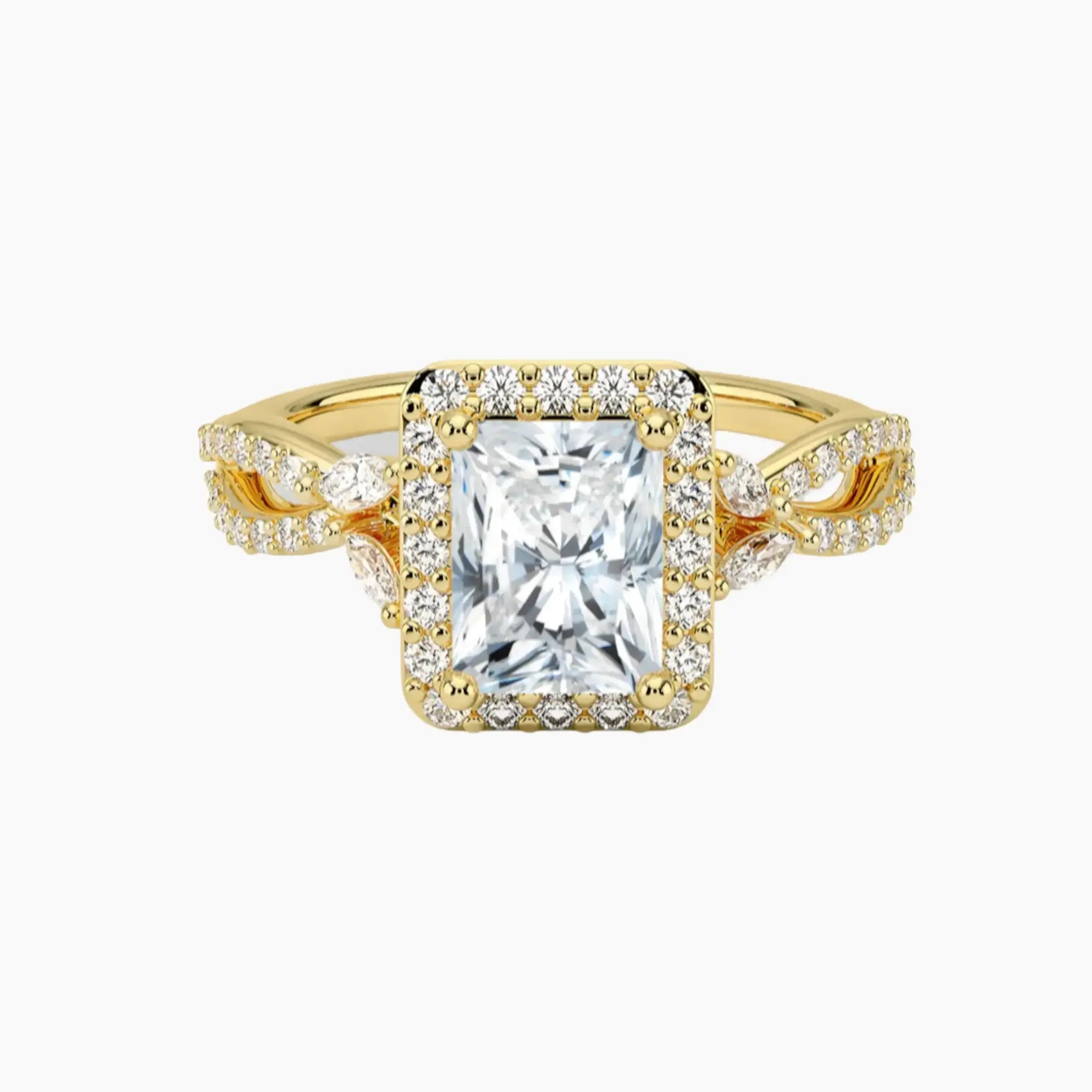 Nerissa Radiant Designer Diamond Ring Setting in 18K Rose Gold
