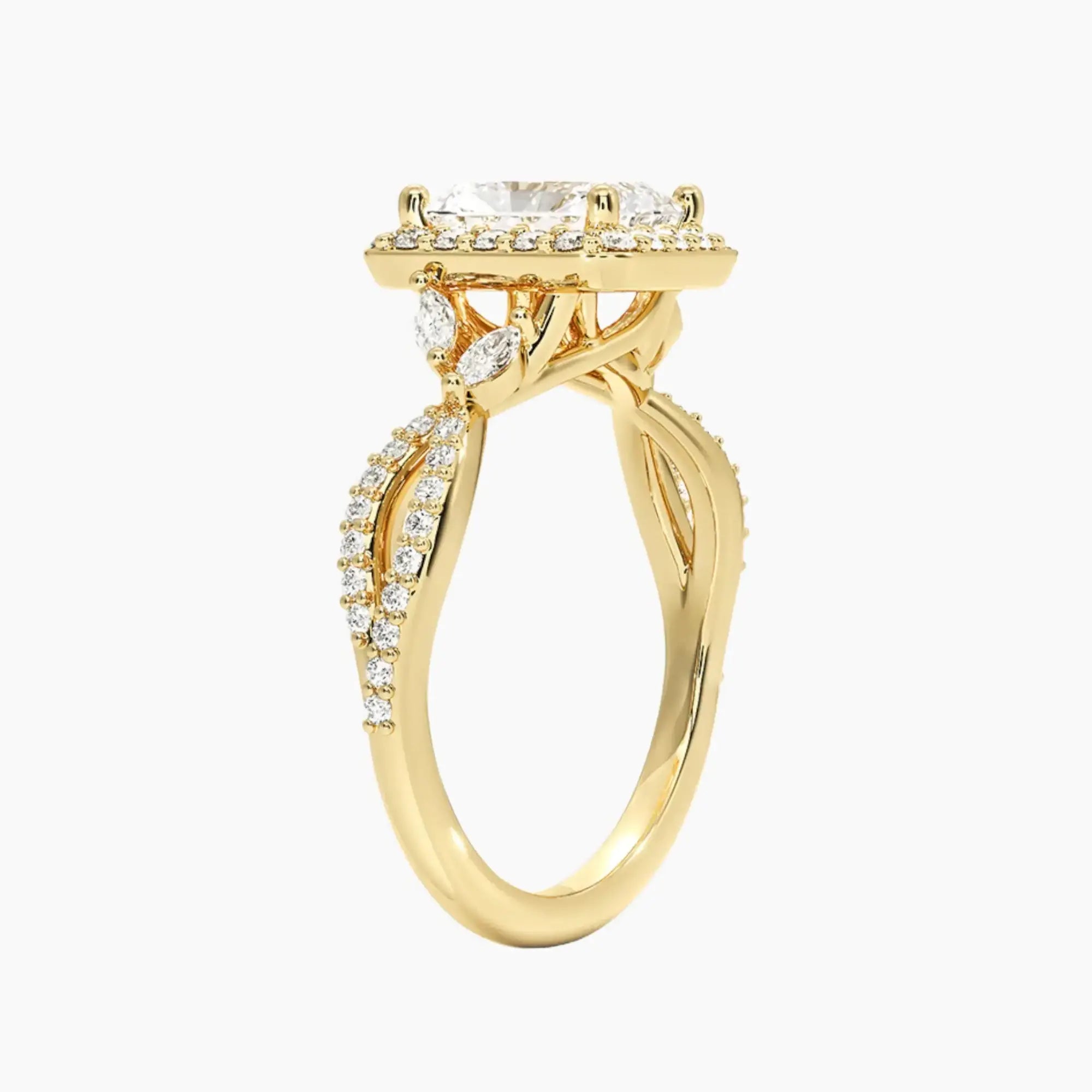 Nerissa Radiant Designer Diamond Ring Setting in 18K Rose Gold