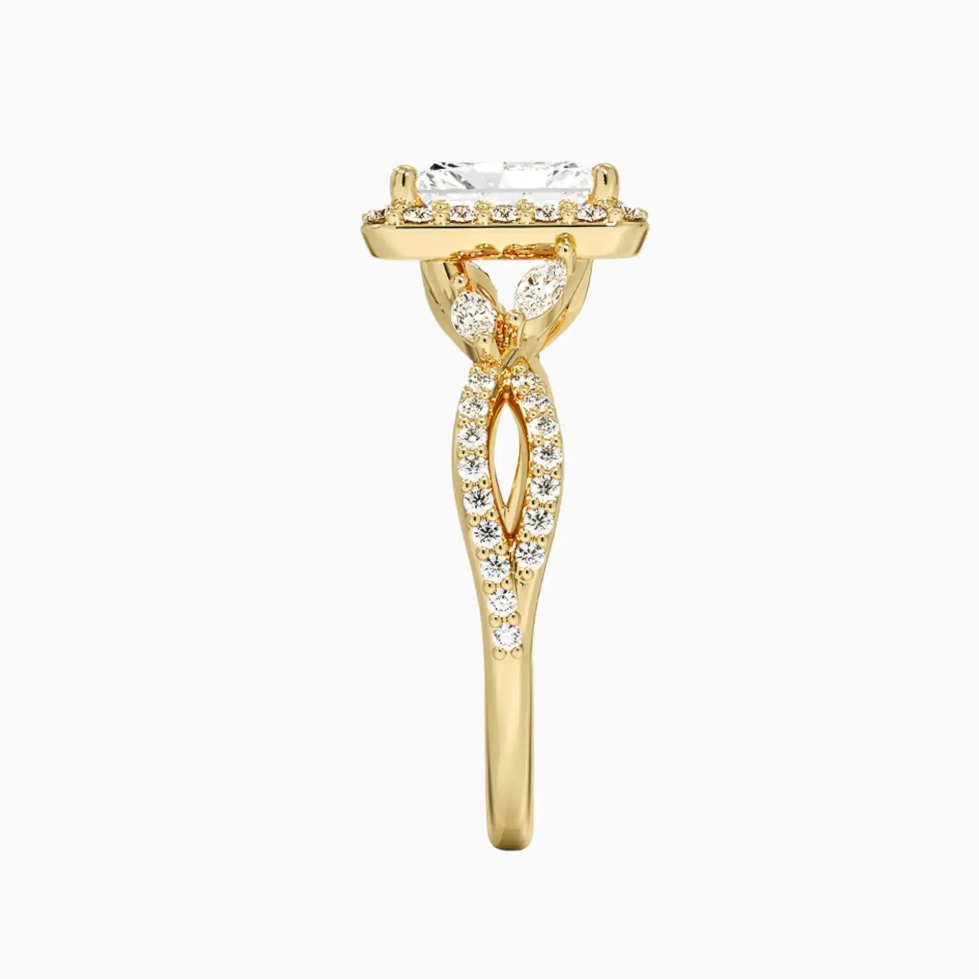 Nerissa Radiant Designer Diamond Ring Setting in 14K Rose Gold