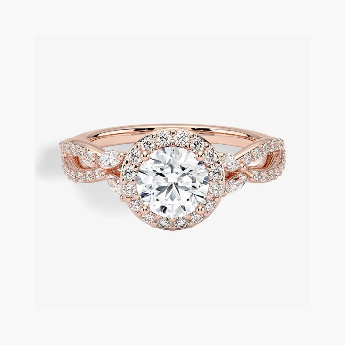 Nerissa Round Designer 2 Carat Lab Grown Diamond Engagement Ring in 18K White Gold