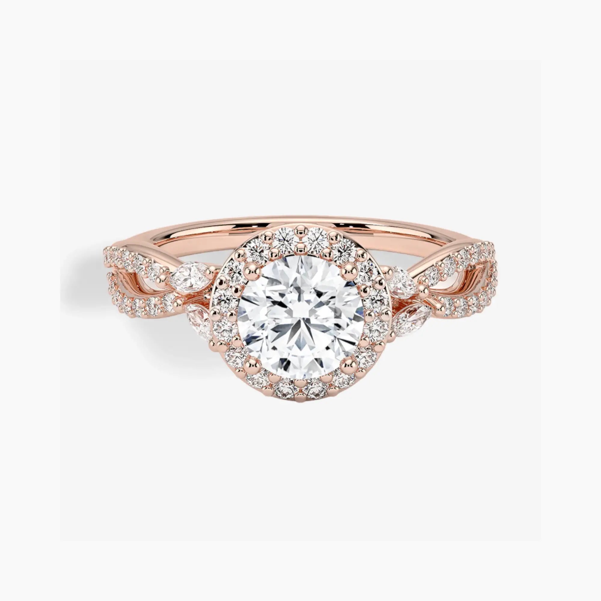 Nerissa Round Designer 1.5 Carat Lab Grown Diamond Engagement Ring in 14K Yellow Gold