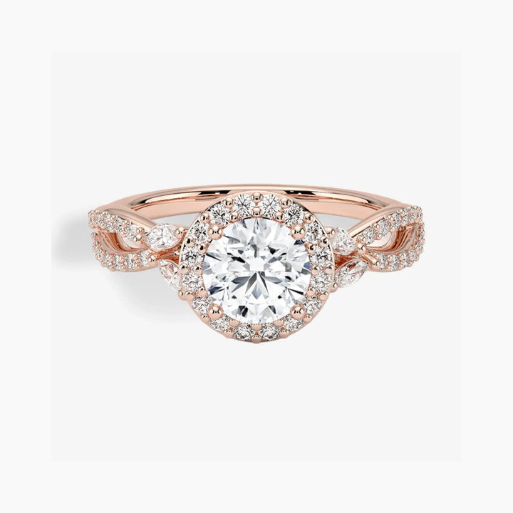 Nerissa Round Designer 2.5 Carat Lab Grown Diamond Engagement Ring in 14K Rose Gold