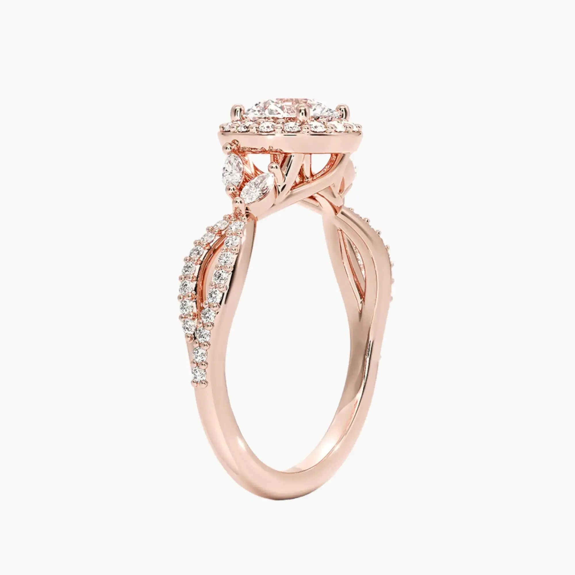 Nerissa Round Designer 2 Carat Lab Grown Diamond Engagement Ring in 18K Rose Gold
