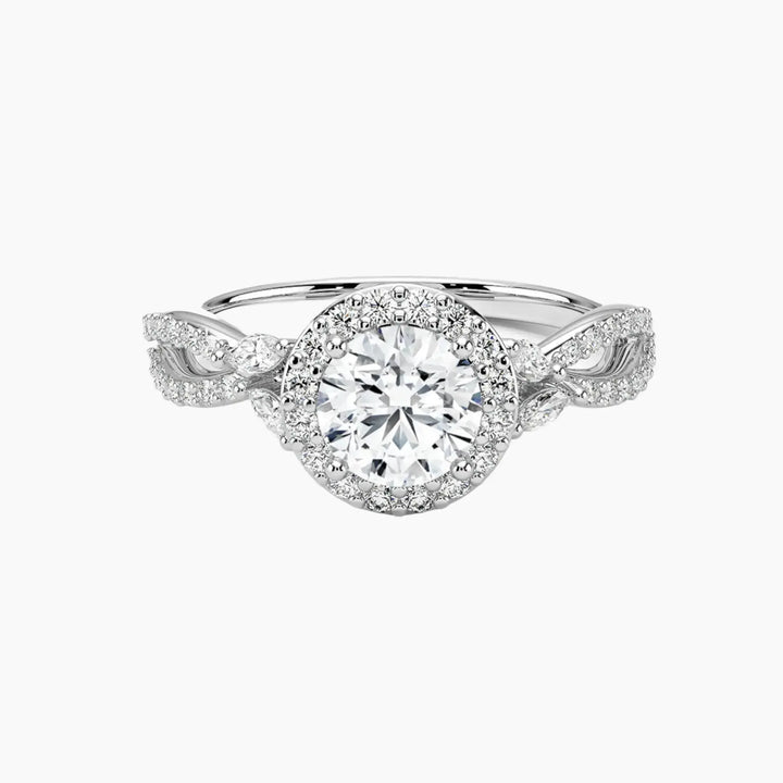 Nerissa Round Designer 1.5 Carat Lab Grown Diamond Engagement Ring in 14K White Gold