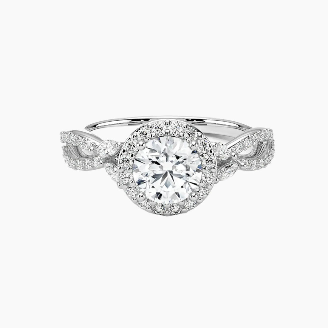 Nerissa Round Designer 1.5 Carat Lab Grown Diamond Engagement Ring in 18K Yellow Gold