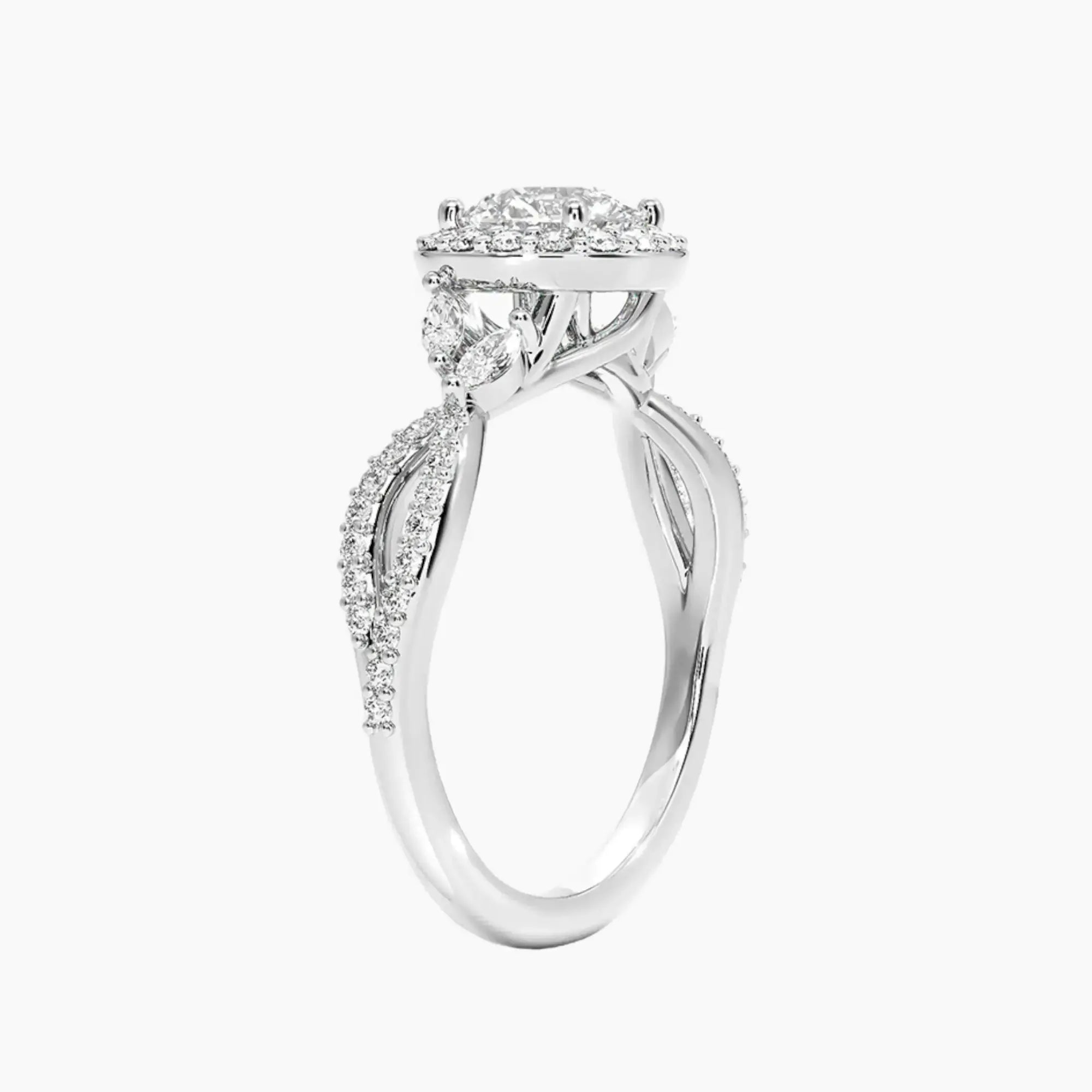 Nerissa Round Designer 3 Carat Lab Grown Diamond Engagement Ring in 14K Rose Gold