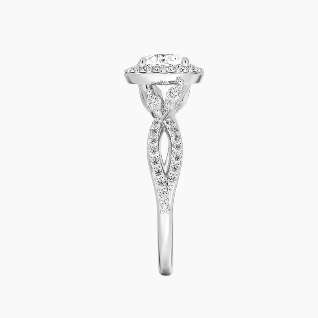 Nerissa Round Designer 2.5 Carat Lab Grown Diamond Engagement Ring in 14K White Gold