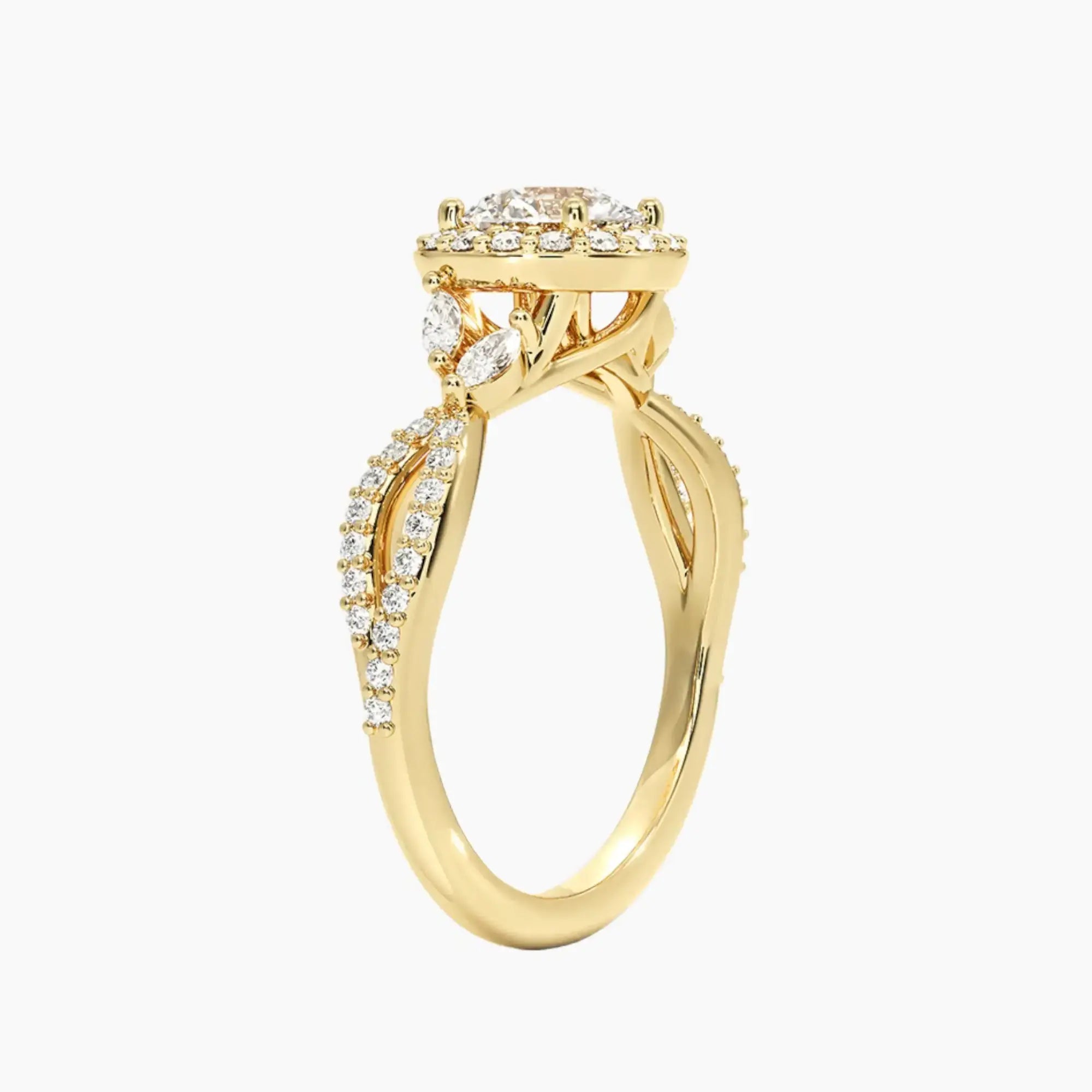 Nerissa Round Designer 2 Carat Lab Grown Diamond Engagement Ring in 18K White Gold