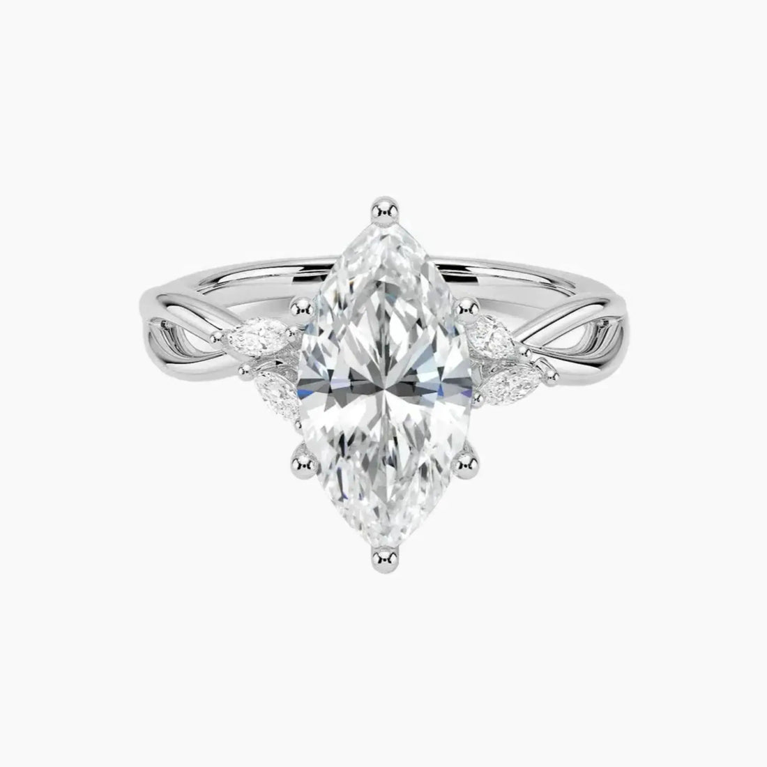 Amara Marquise Designer Diamond Ring Setting in 14K White Gold