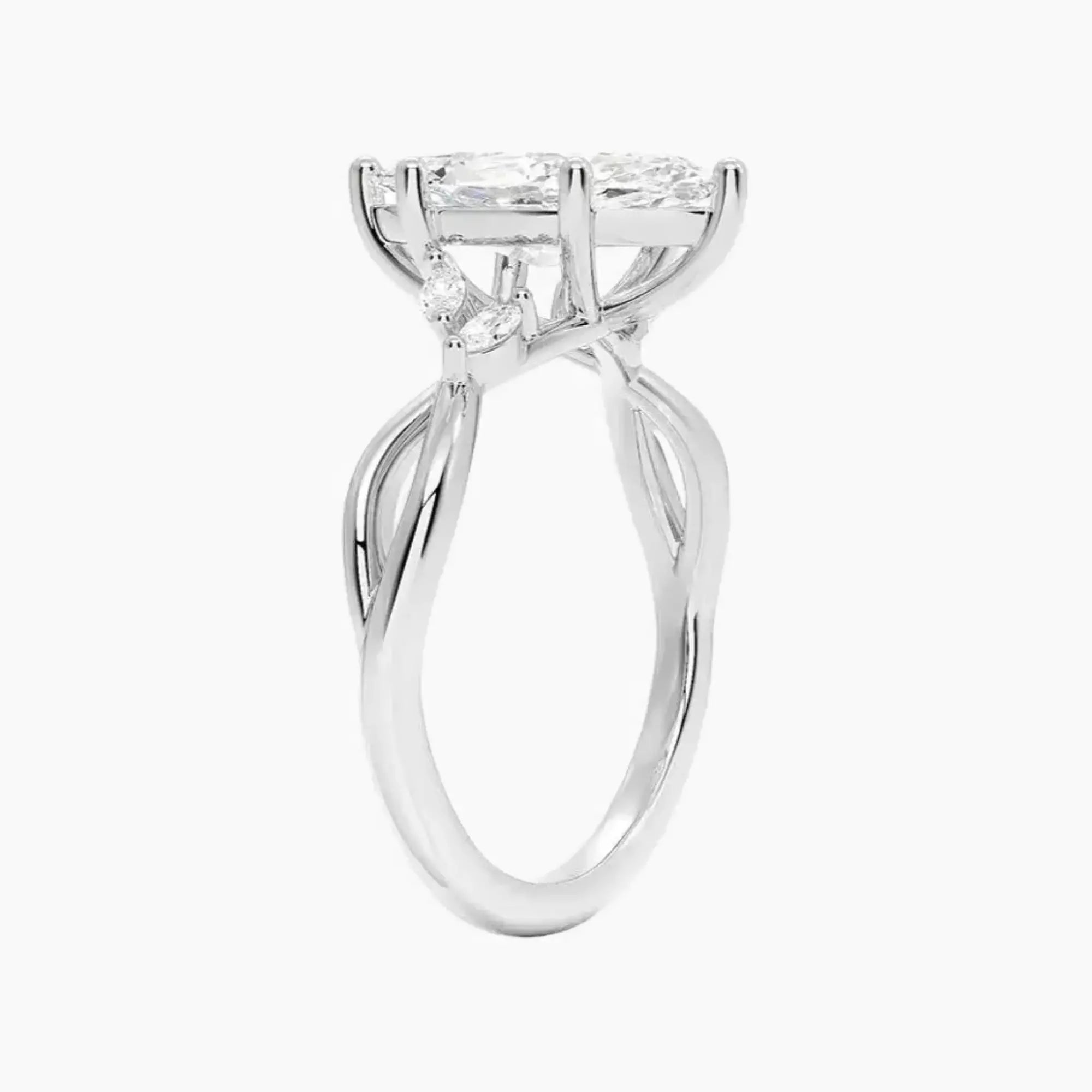 Amara Marquise Designer 2.5 Carat Lab Grown Diamond Engagement Ring in 18K White Gold