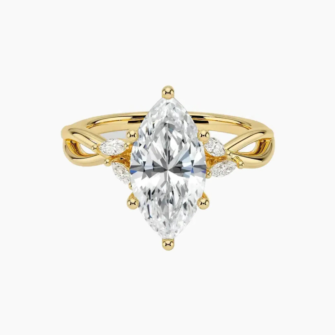 Amara Marquise Designer 2 Carat Lab Grown Diamond Engagement Ring in 14K White Gold