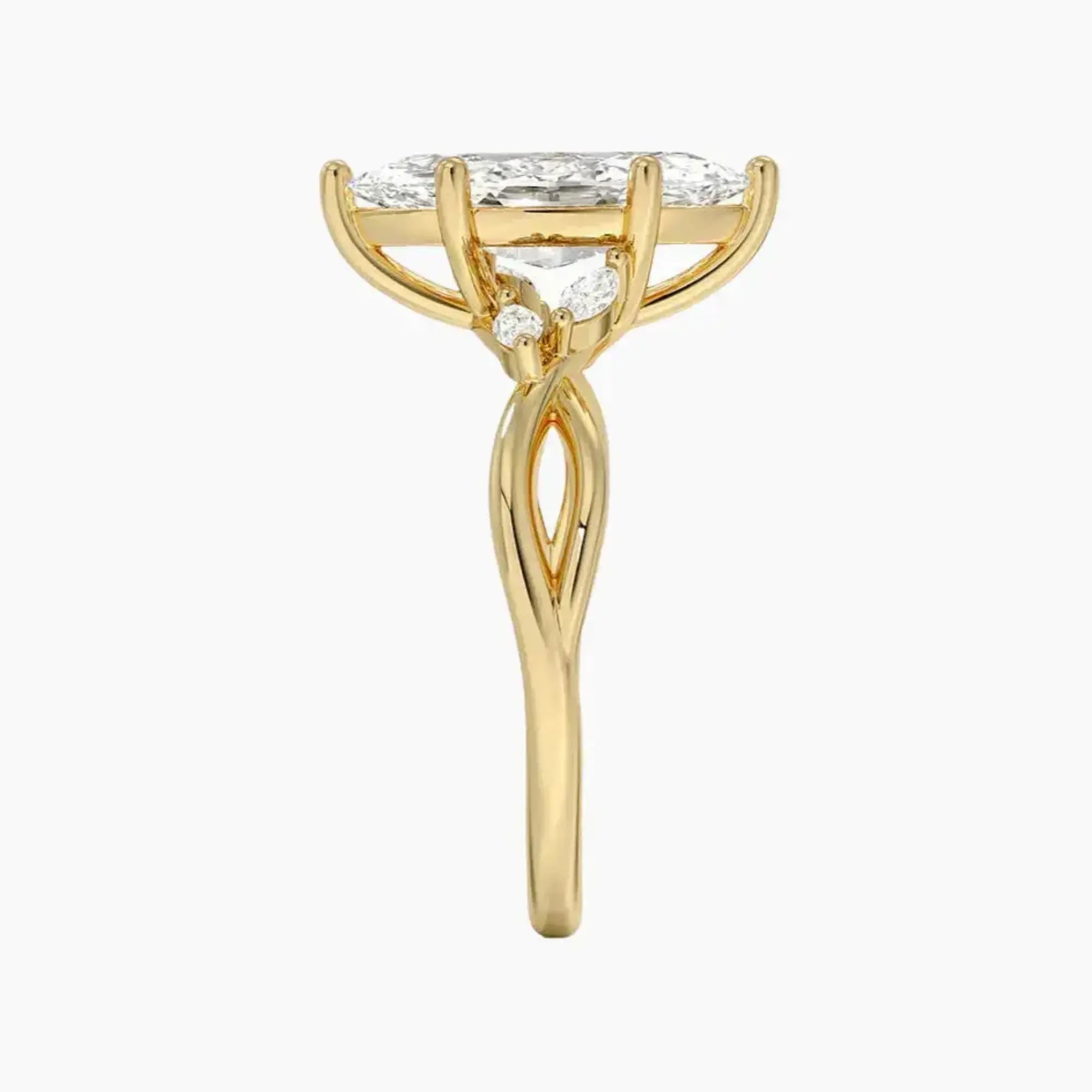 Amara Marquise Designer 1 Carat Lab Grown Diamond Engagement Ring in 18K Yellow Gold