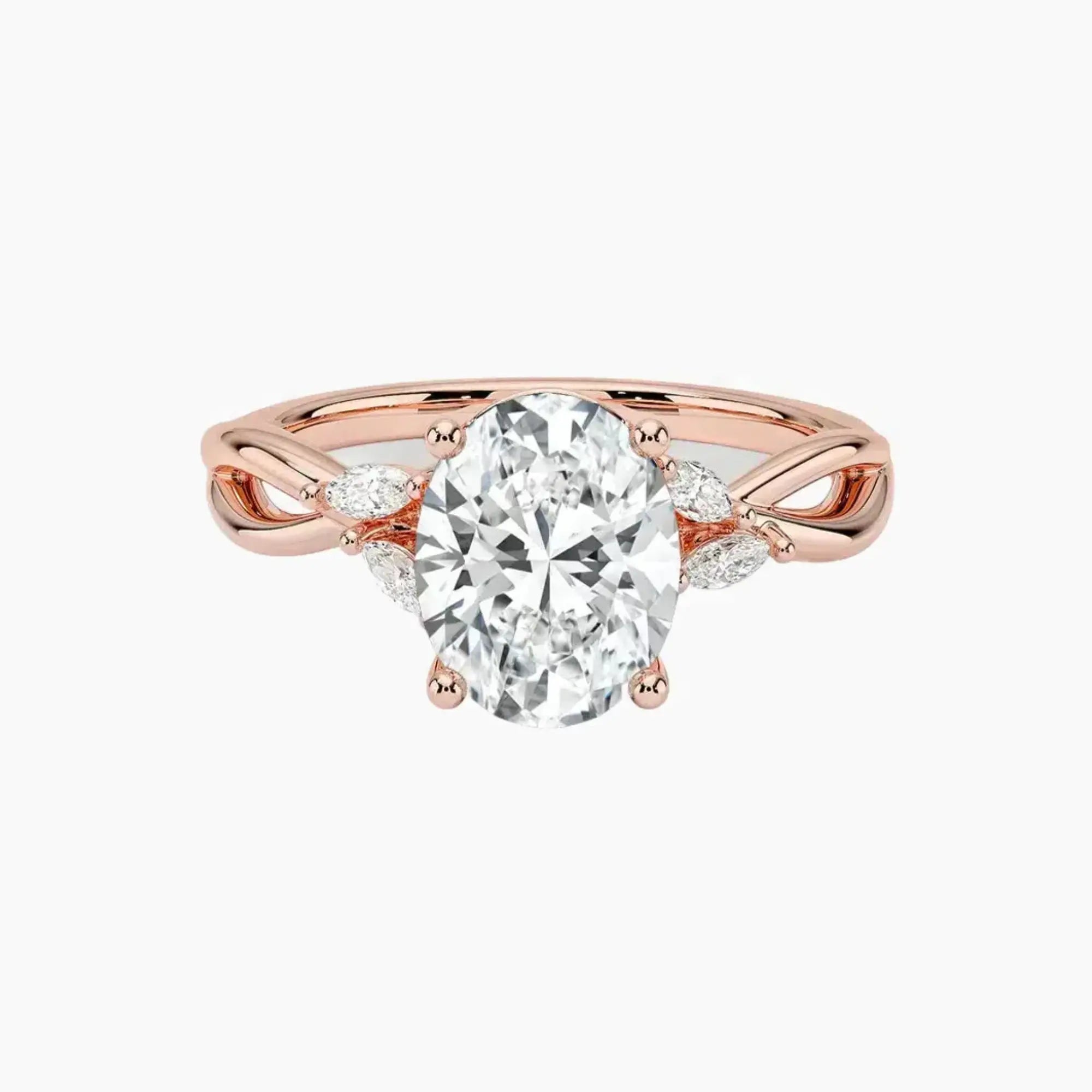 Amara Oval Designer 1.5 Carat Lab Grown Diamond Engagement Ring in 18K Yellow Gold