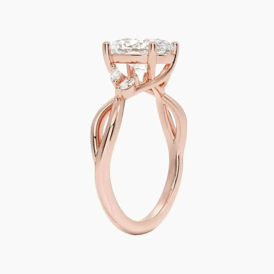 Amara Oval Designer 1 Carat Lab Grown Diamond Engagement Ring in 14K White Gold