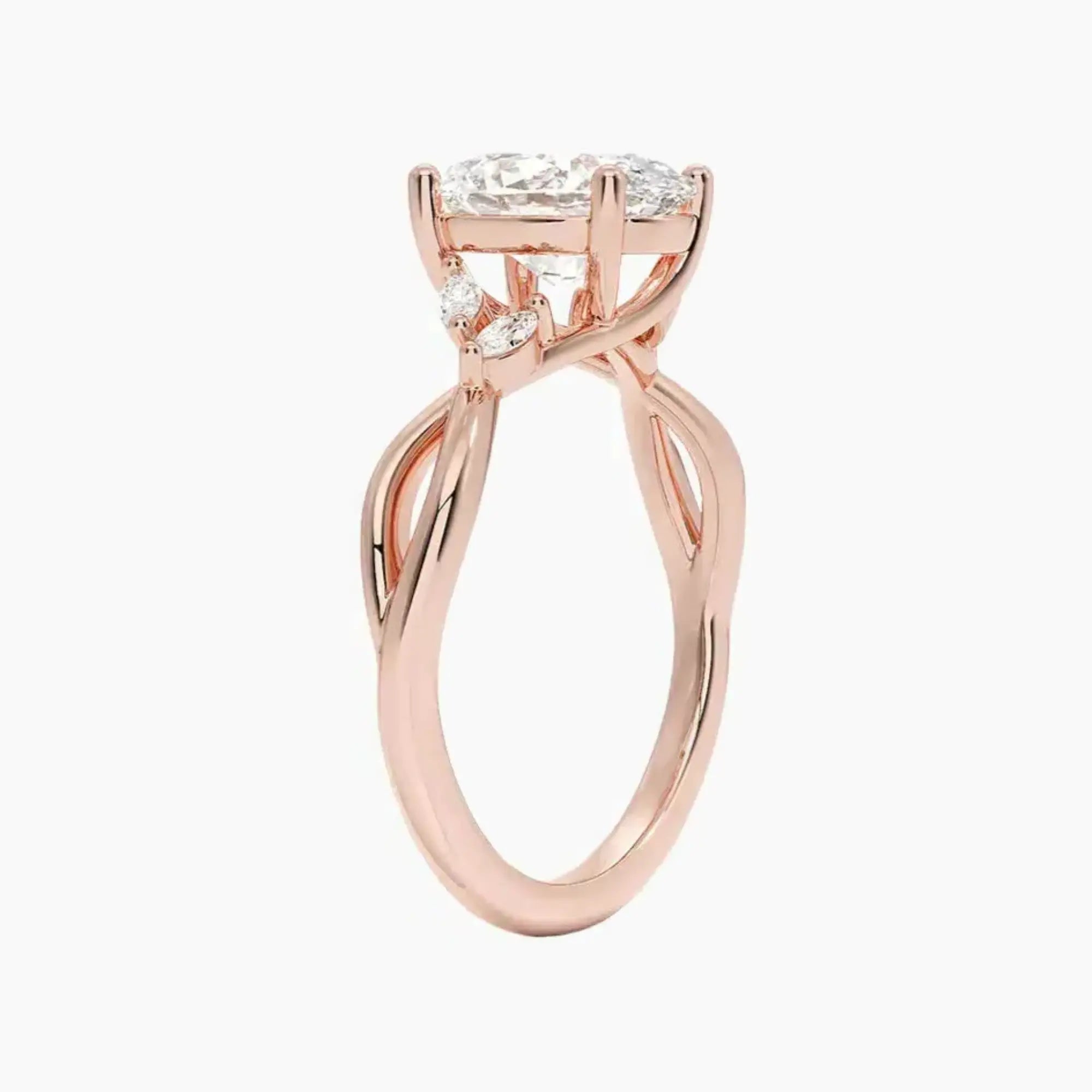 Amara Oval Designer 1.5 Carat Lab Grown Diamond Engagement Ring in 18K Yellow Gold