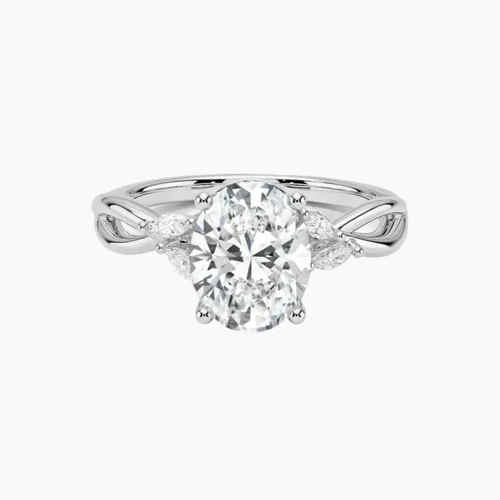 Amara Oval Designer 2 Carat Lab Grown Diamond Engagement Ring in 14K White Gold