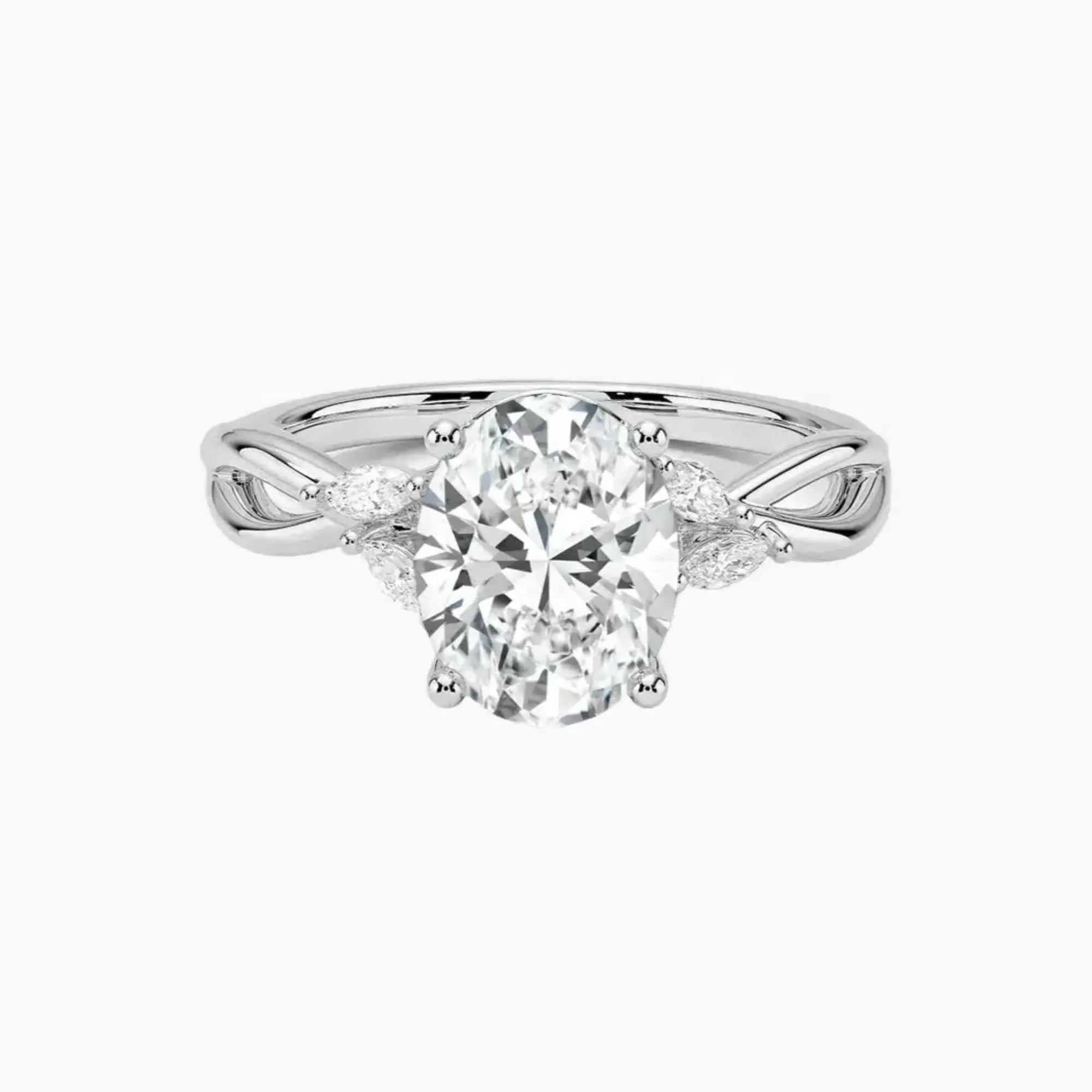 Amara Oval Designer 3 Carat Lab Grown Diamond Engagement Ring in 18K Rose Gold