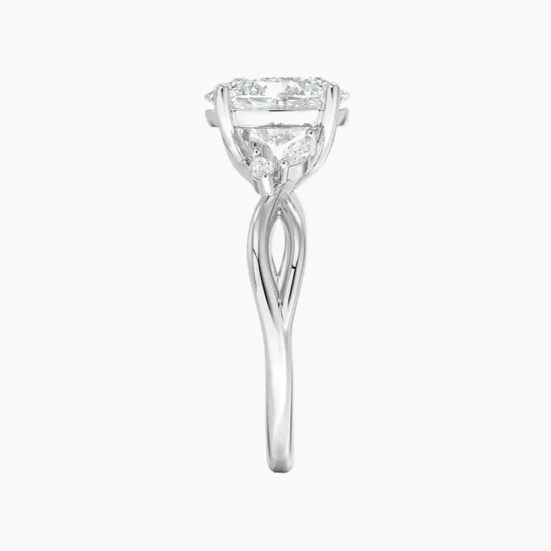Amara Oval Designer 3 Carat Lab Grown Diamond Engagement Ring in 18K White Gold