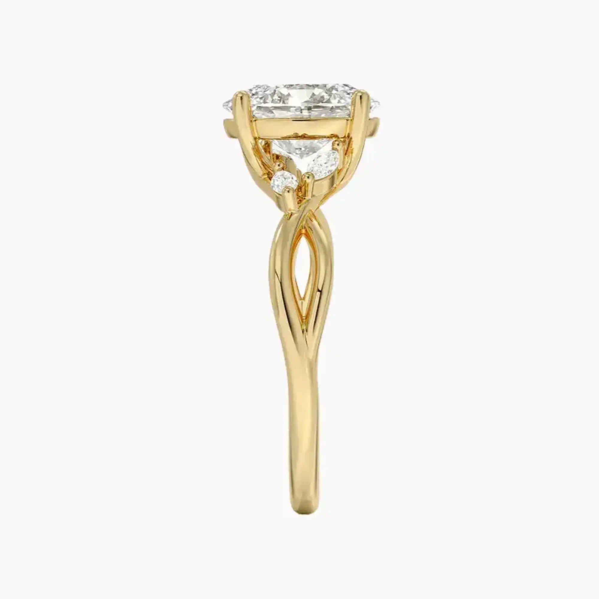 Amara Oval Designer Diamond Ring Setting in 14K White Gold