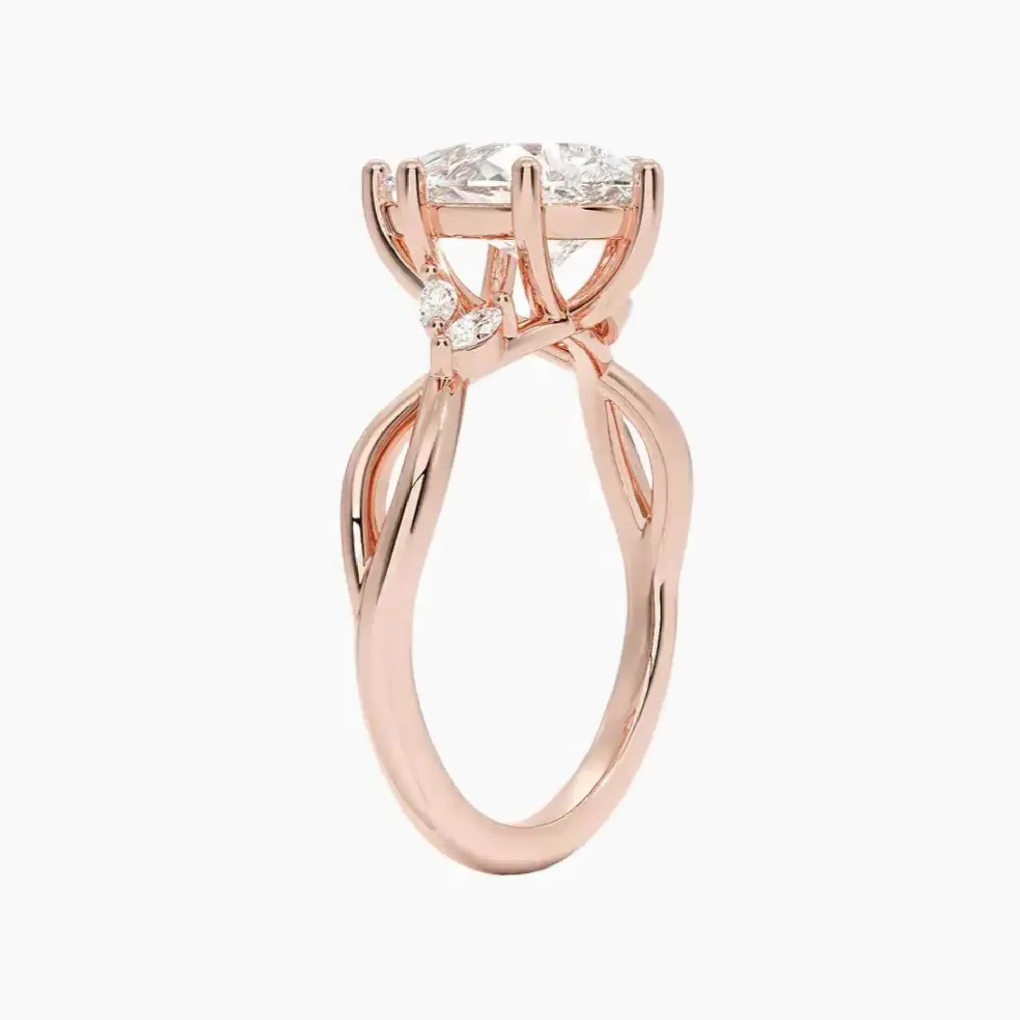 Amara Pear Designer Diamond Ring Setting in 18K Rose Gold