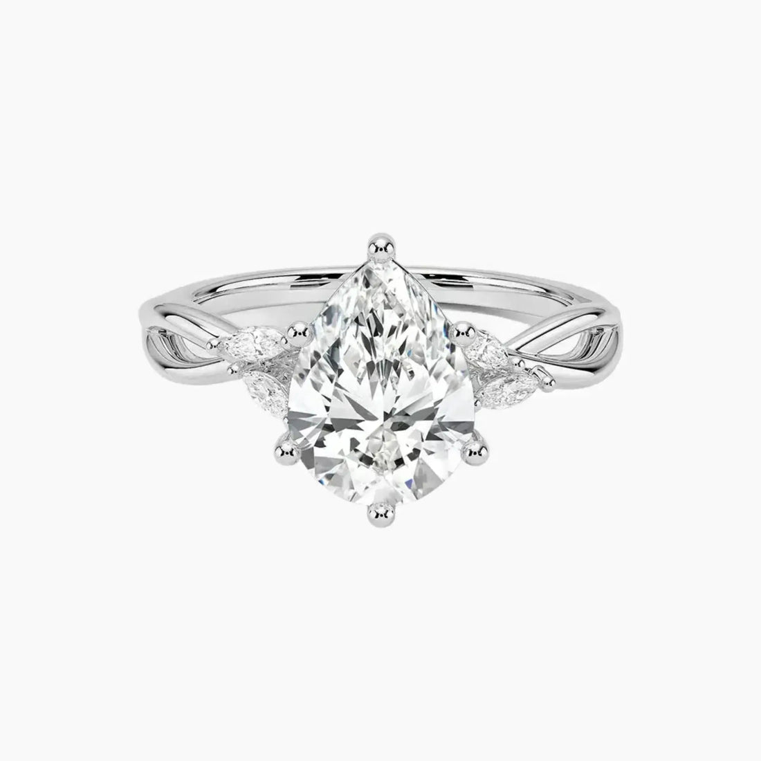 Amara Pear Designer 2.5 Carat Lab Grown Diamond Engagement Ring in 14K Yellow Gold