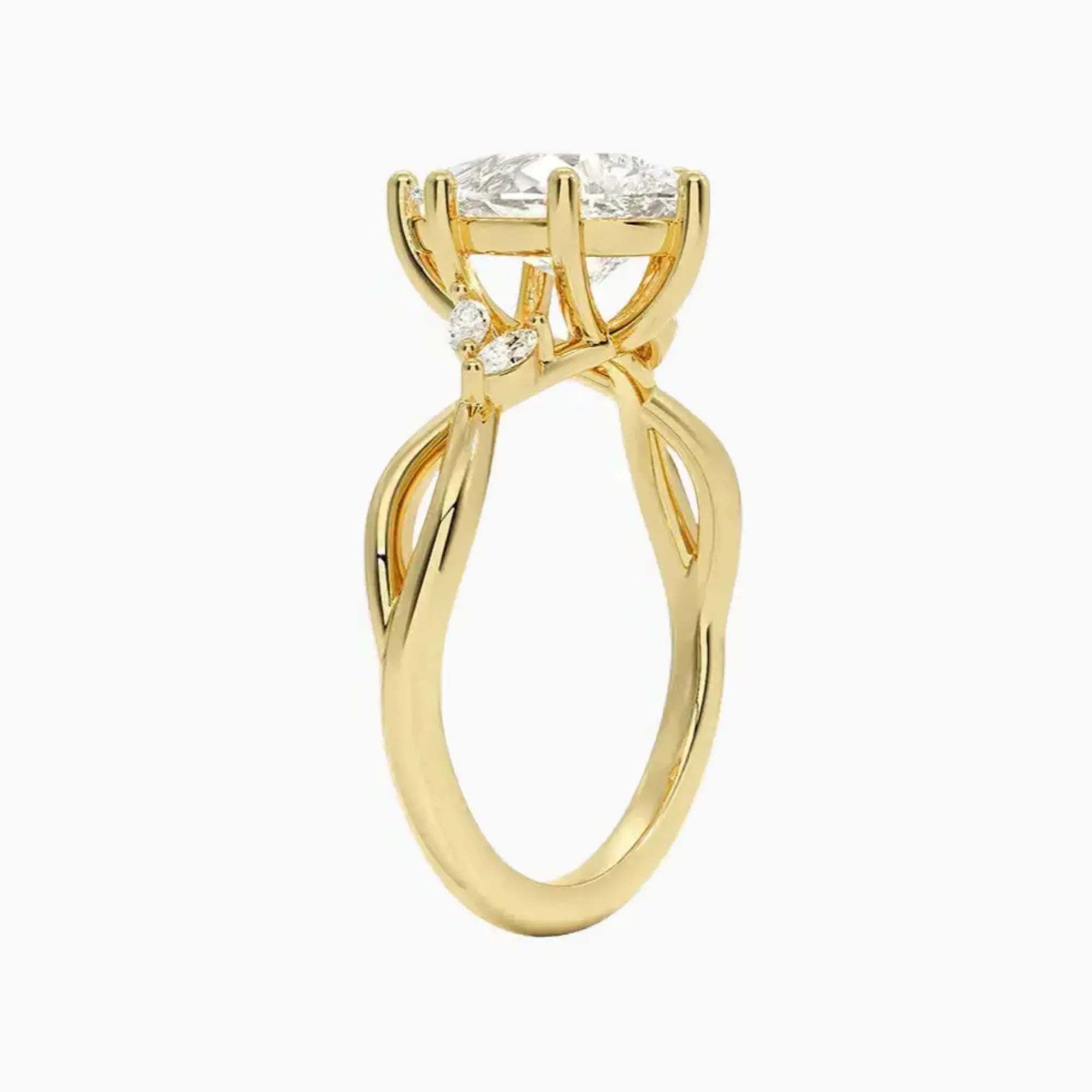 Amara Pear Designer Diamond Ring Setting in 14K White Gold