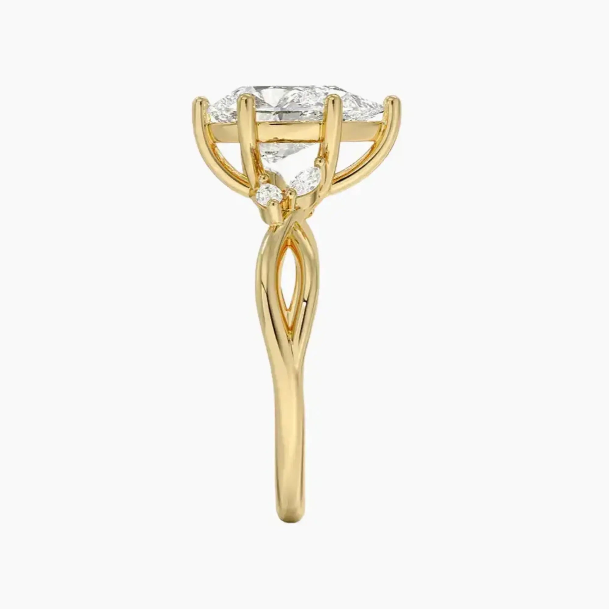 Amara Pear Designer 1.5 Carat Lab Grown Diamond Engagement Ring in 14K Yellow Gold