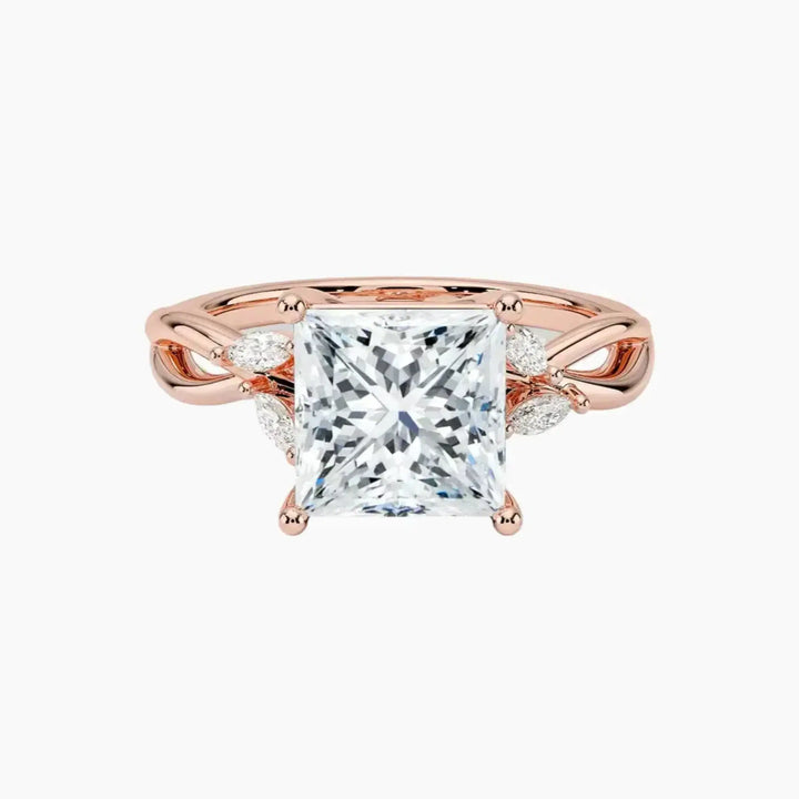 Amara Princess Designer 2 Carat Lab Grown Diamond Engagement Ring in 18K Rose Gold