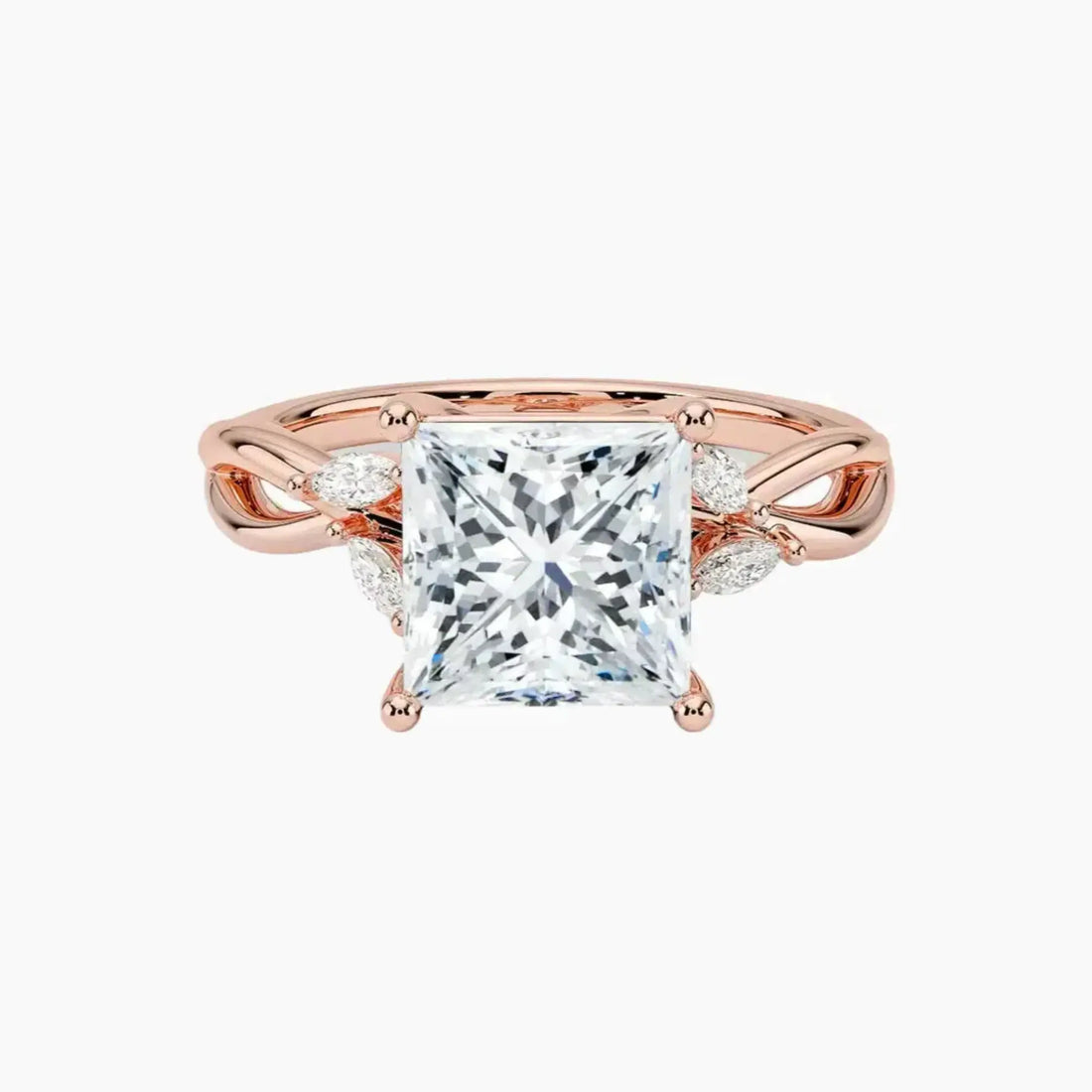 Amara Princess Designer 3 Carat Lab Grown Diamond Engagement Ring in 14K White Gold