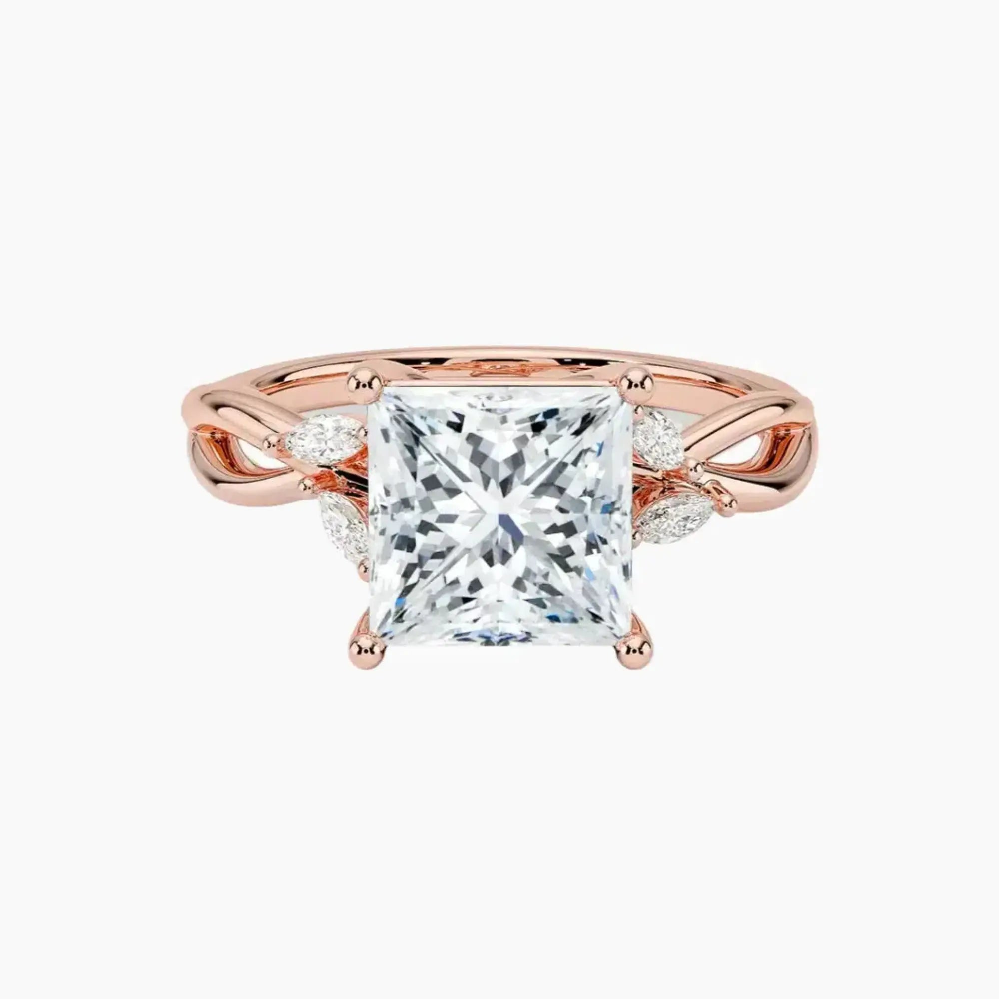 Amara Princess Designer 2.5 Carat Lab Grown Diamond Engagement Ring in 14K White Gold