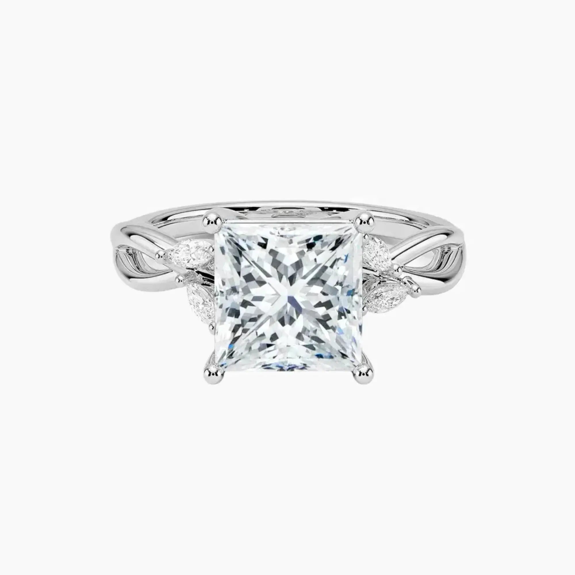 Amara Princess Designer Diamond Ring Setting in 14K Yellow Gold