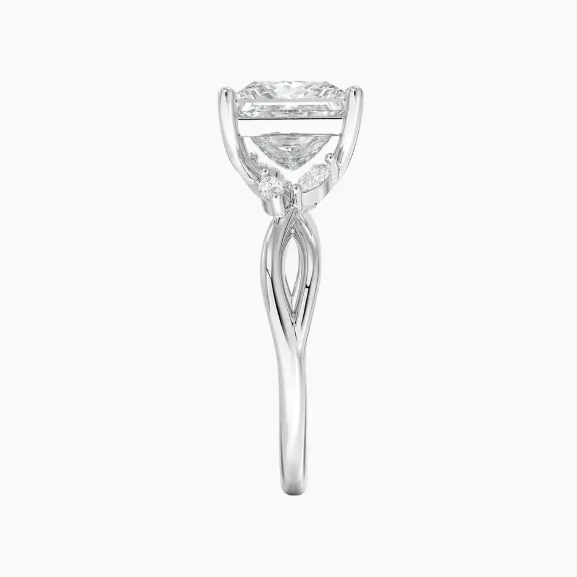Amara Princess Designer 3 Carat Lab Grown Diamond Engagement Ring in 18K White Gold