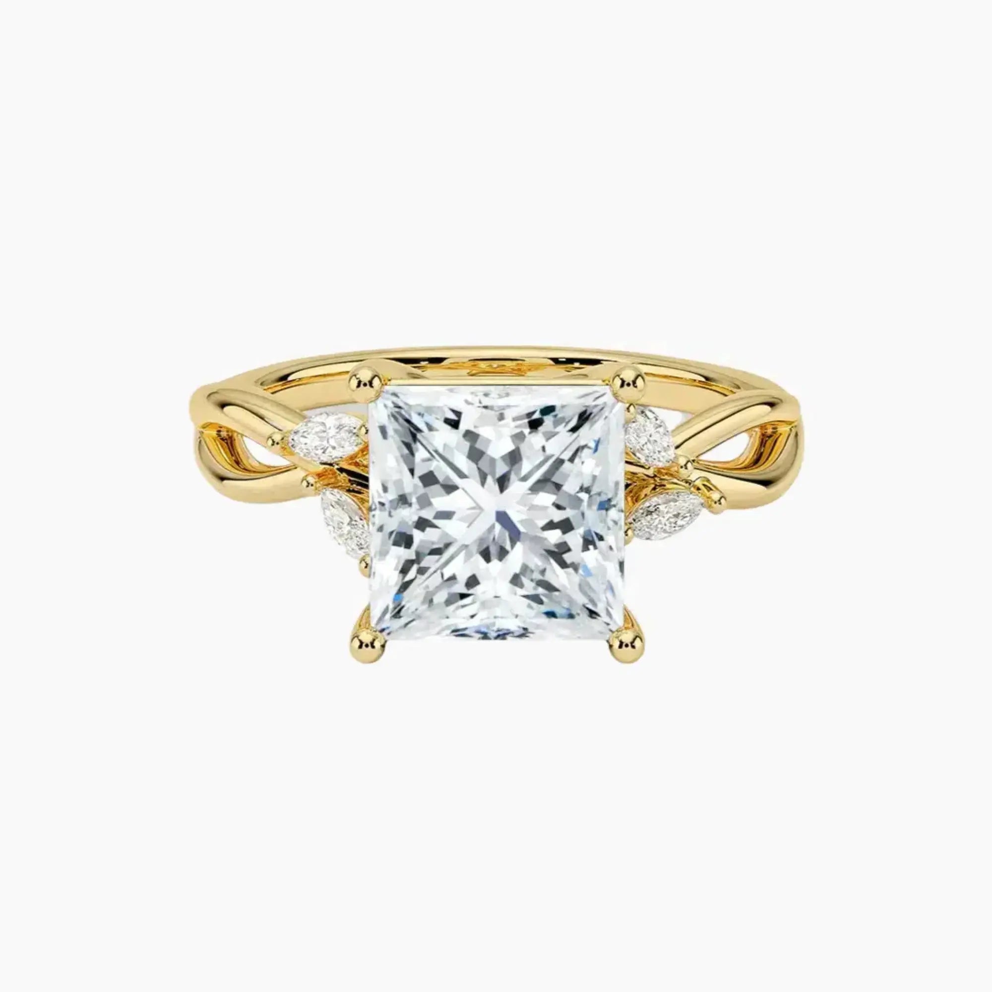 Amara Princess Designer 1 Carat Lab Grown Diamond Engagement Ring in 14K White Gold