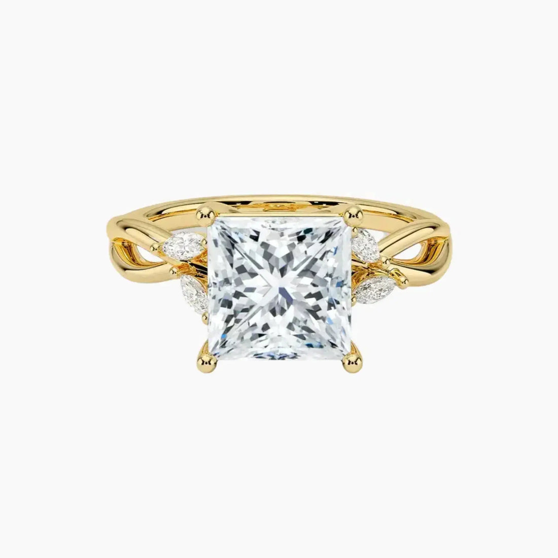 Amara Princess Designer 2.5 Carat Lab Grown Diamond Engagement Ring in 18K Yellow Gold