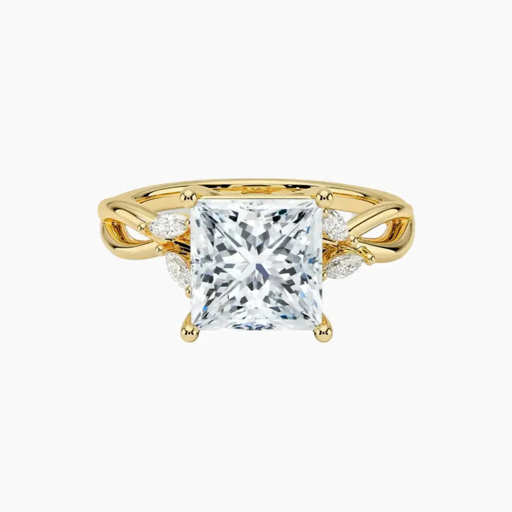 Amara Princess Designer 1.5 Carat Lab Grown Diamond Engagement Ring in 14K Yellow Gold