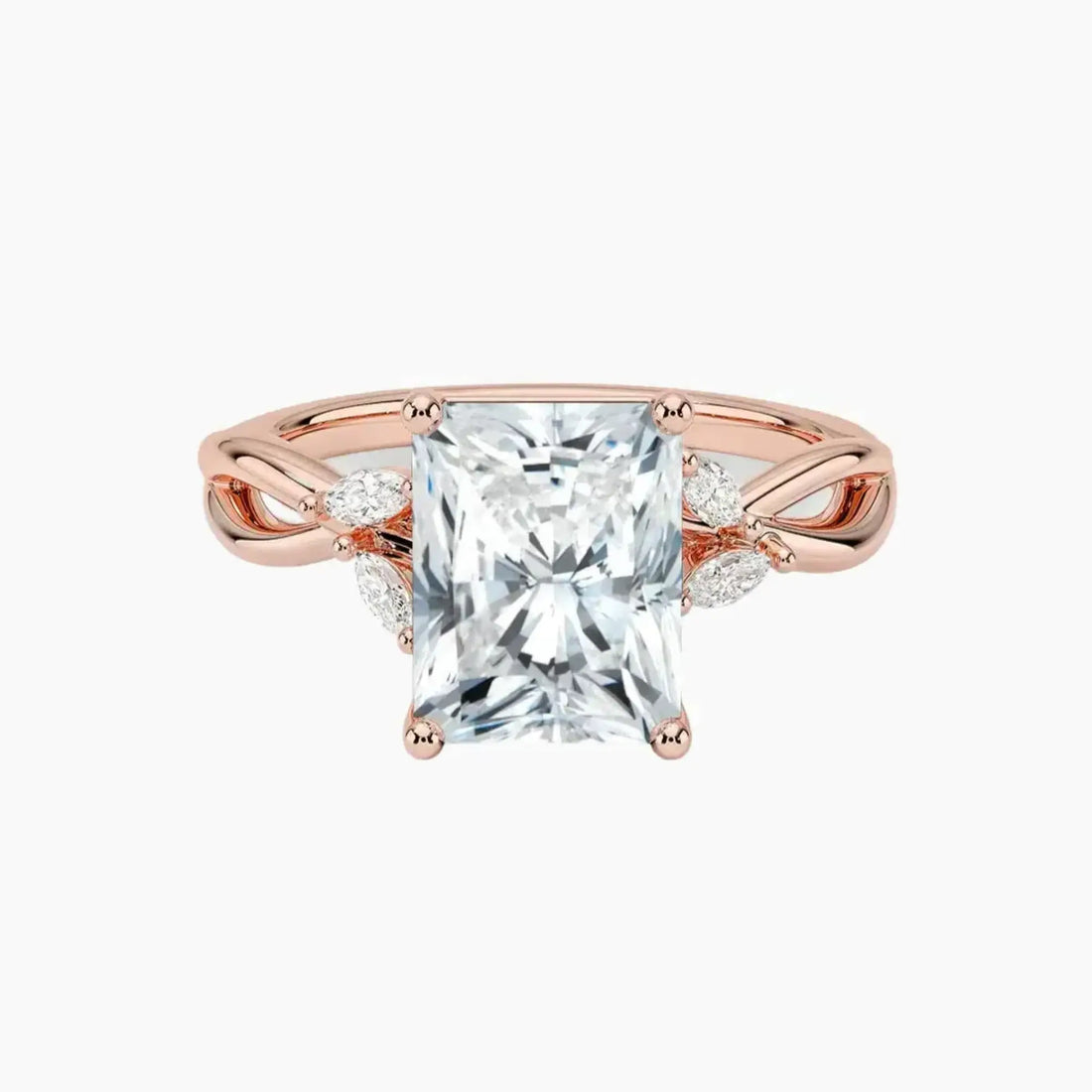 Amara Radiant Designer 2.5 Carat Lab Grown Diamond Engagement Ring in 14K Rose Gold