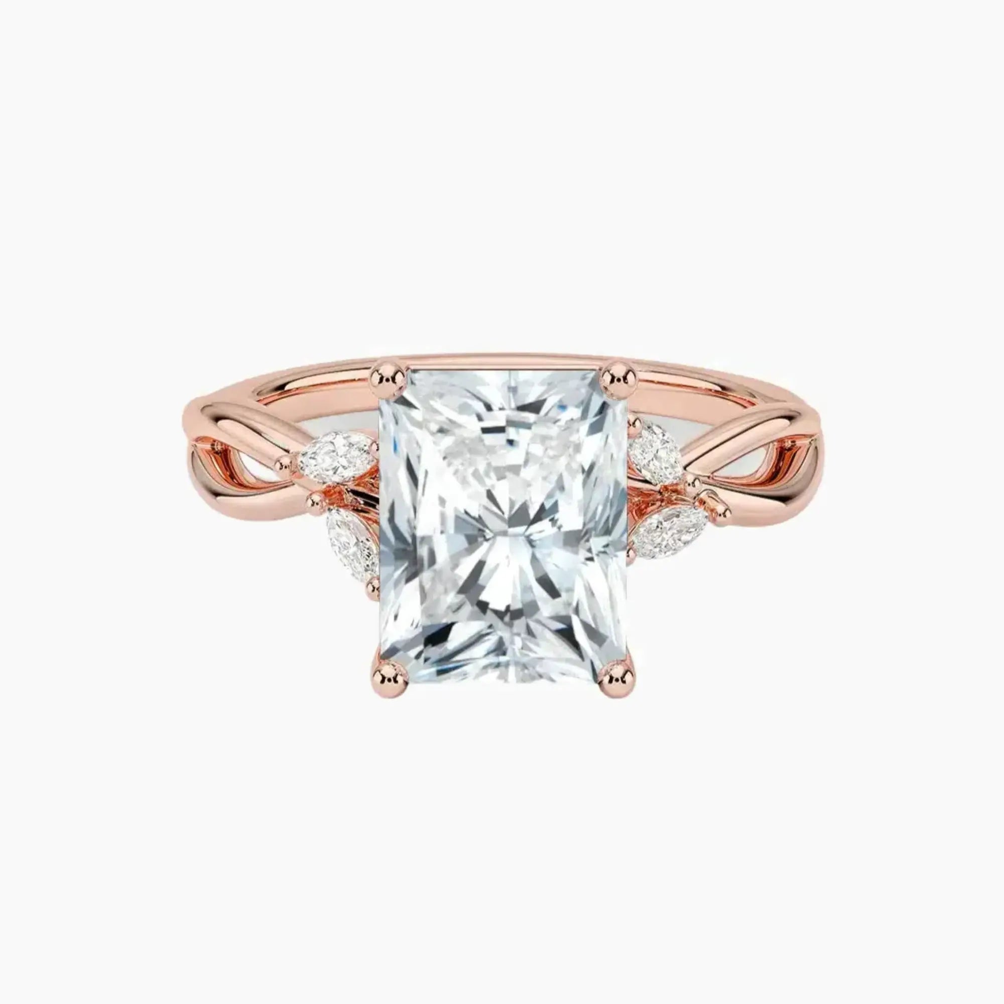 Amara Radiant Designer 1.5 Carat Lab Grown Diamond Engagement Ring in 14K Yellow Gold