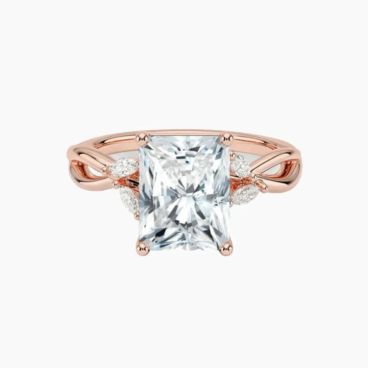 Amara Radiant Designer 1 Carat Lab Grown Diamond Engagement Ring in 14K Rose Gold