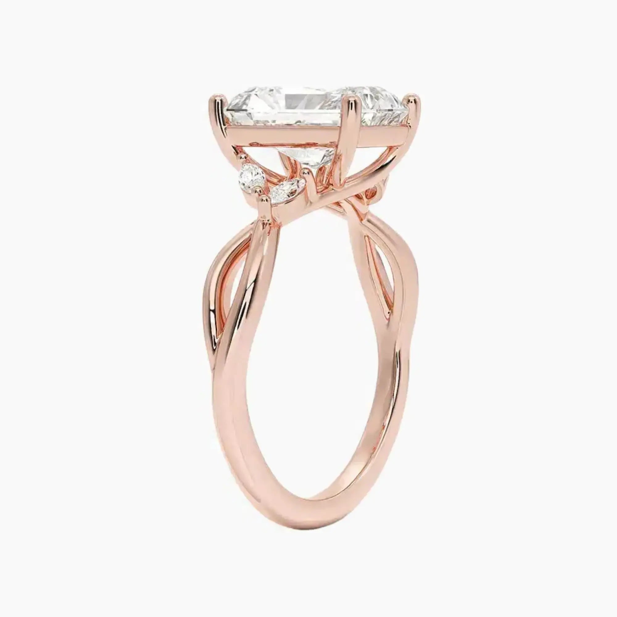 Amara Radiant Designer 2.5 Carat Lab Grown Diamond Engagement Ring in 18K White Gold