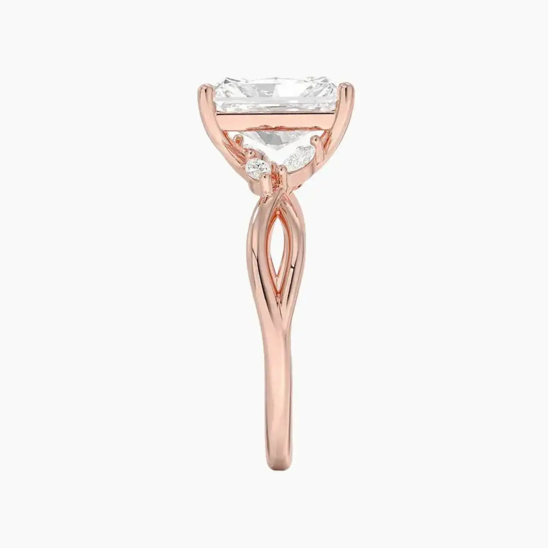 Amara Radiant Designer 1.5 Carat Lab Grown Diamond Engagement Ring in 18K White Gold