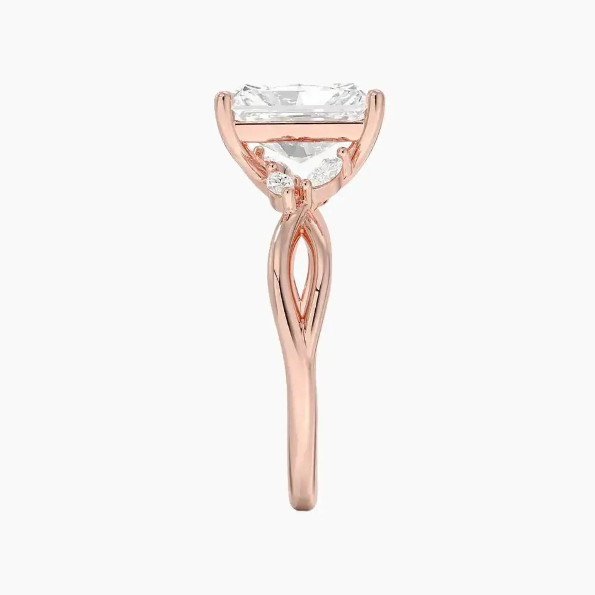 Amara Radiant Designer 1 Carat Lab Grown Diamond Engagement Ring in 14K Rose Gold