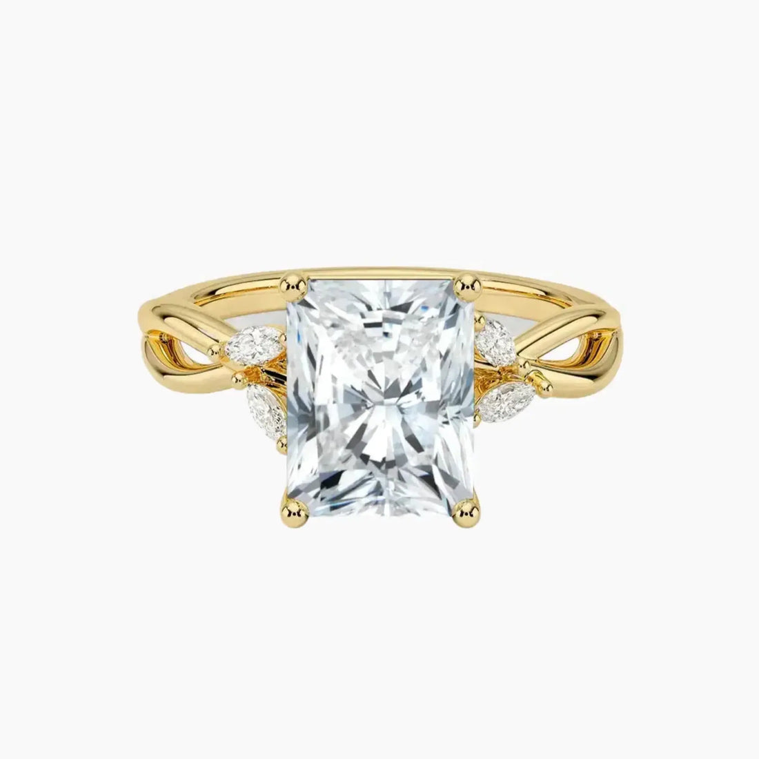 Amara Radiant Designer 1 Carat Lab Grown Diamond Engagement Ring in 18K White Gold