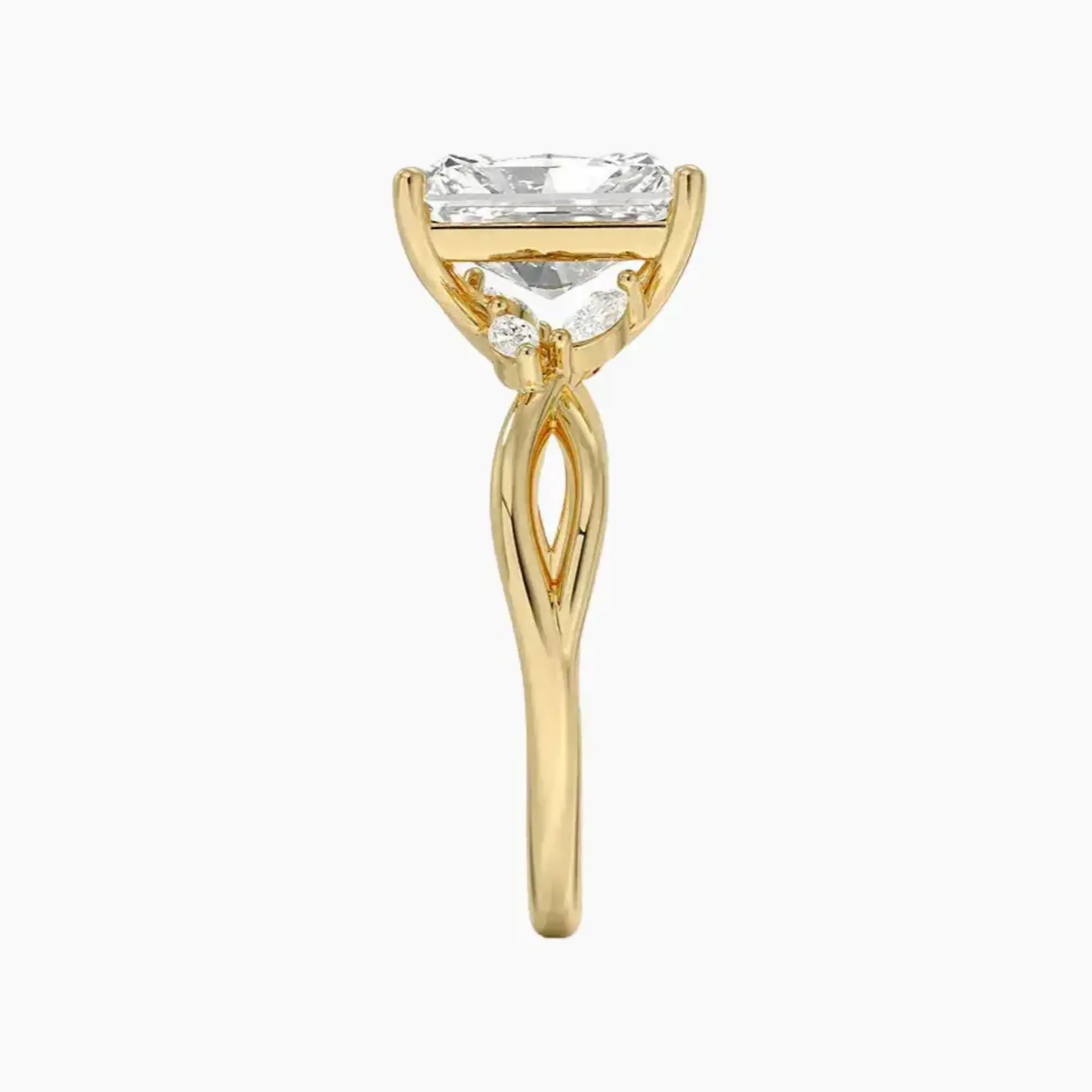 Amara Radiant Designer 1.5 Carat Lab Grown Diamond Engagement Ring in 18K White Gold