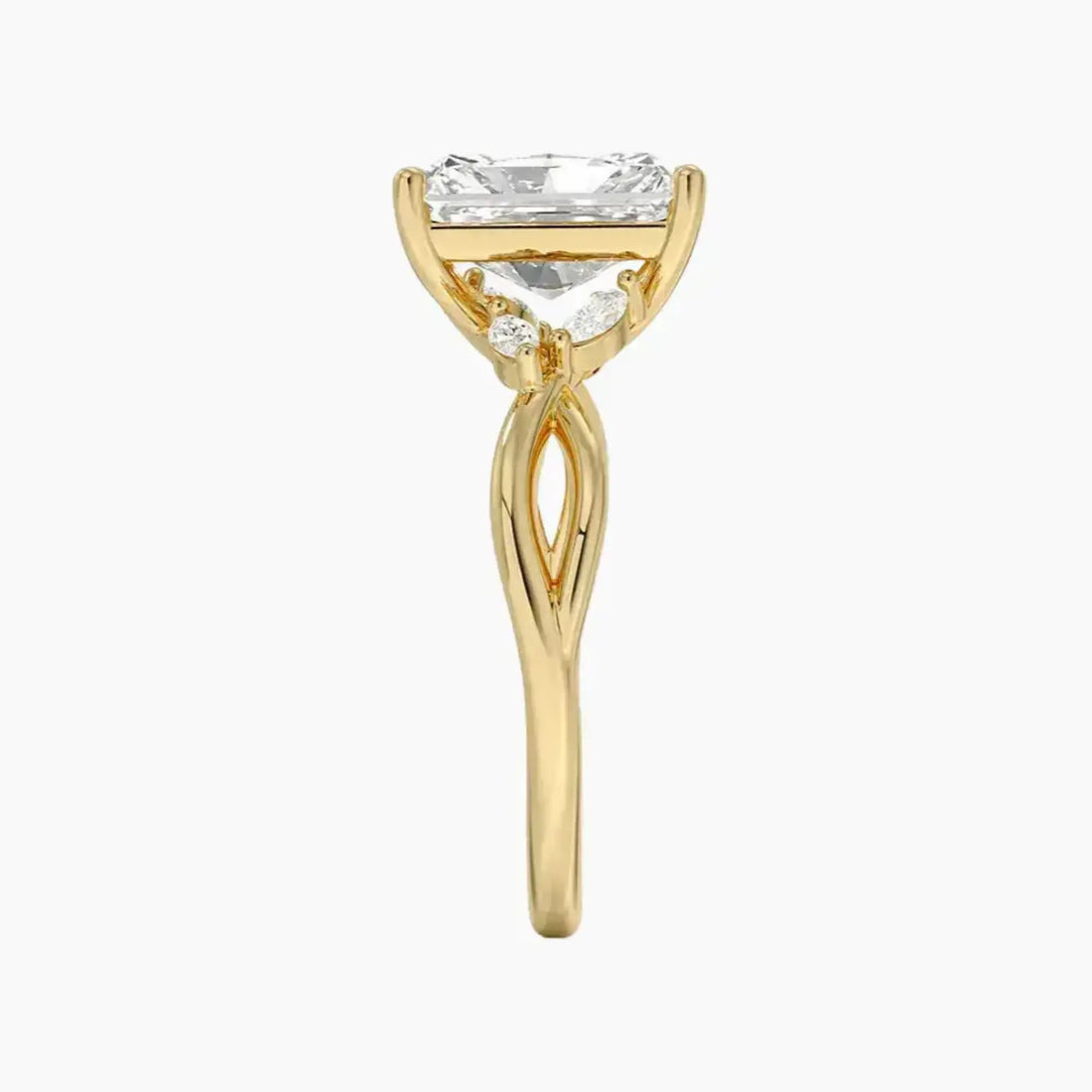 Amara Radiant Designer 1 Carat Lab Grown Diamond Engagement Ring in 18K Yellow Gold