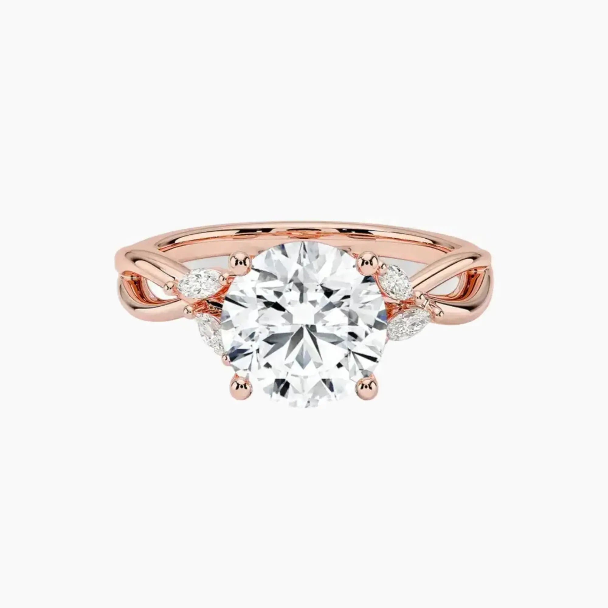 Amara Round Designer 2.5 Carat Lab Grown Diamond Engagement Ring in 14K Yellow Gold