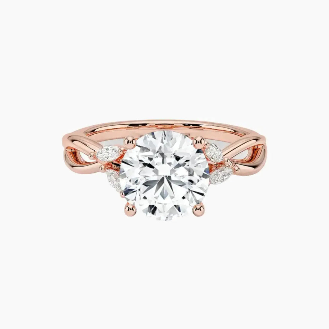 Amara Round Designer 2.5 Carat Lab Grown Diamond Engagement Ring in 14K Rose Gold