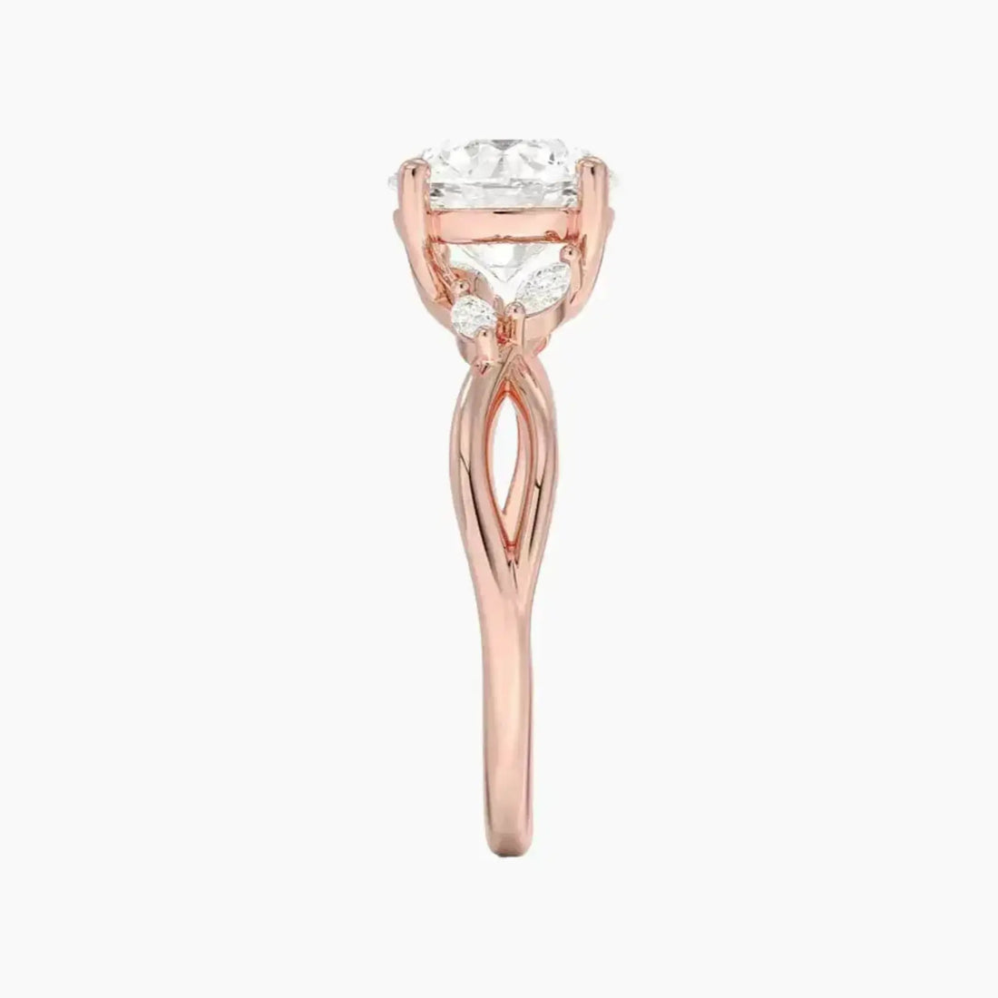 Amara Round Designer 2 Carat Lab Grown Diamond Engagement Ring in 14K Rose Gold