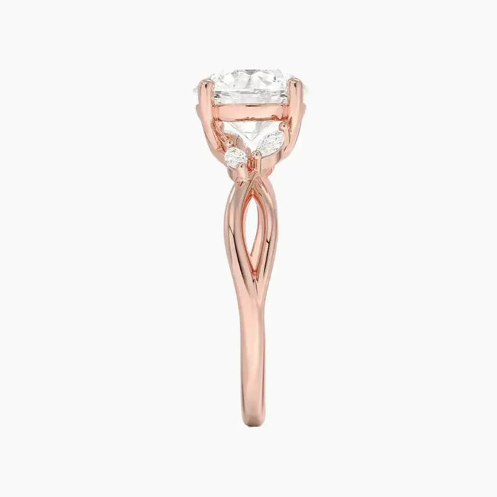 Amara Round Designer 2.5 Carat Lab Grown Diamond Engagement Ring in 14K Yellow Gold