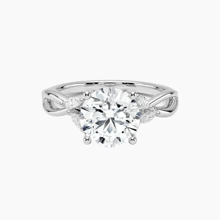 Amara Round Designer 2 Carat Lab Grown Diamond Engagement Ring in 14K White Gold