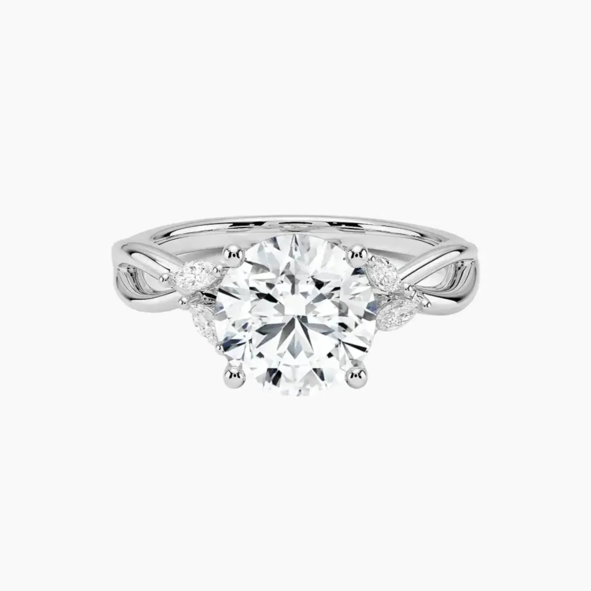 Amara Round Designer Diamond Ring Setting in 14K White Gold